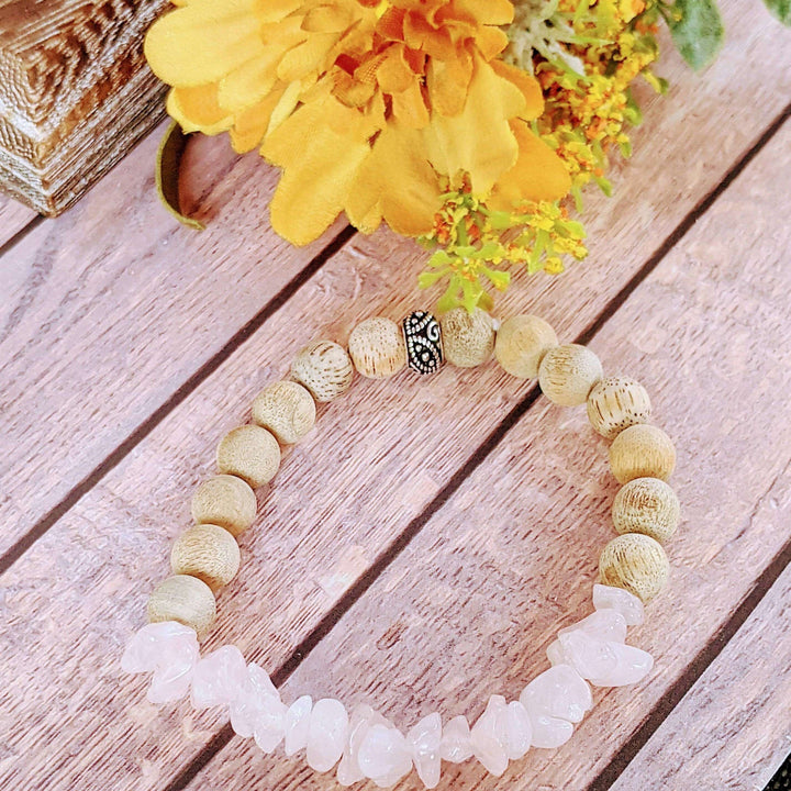 Natural Rose Quartz Gemstone Chip Diffuser-Love & Compassion Bracelet