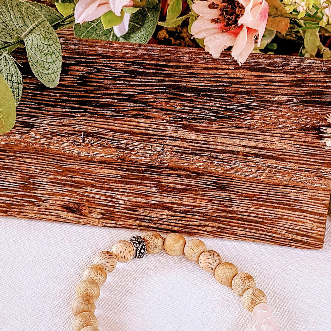 Natural Rose Quartz Gemstone Chip Diffuser-Love & Compassion Bracelet