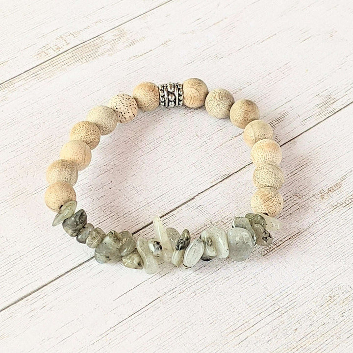Natural Light Labradorite Gemstone Chip Diffuser Bracelet- Transformation Bracelet