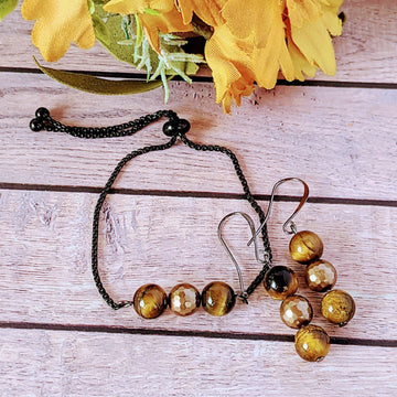 Golden Tiger's Eye Bracelet/Earring Set