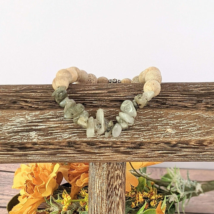 Natural Light Labradorite Gemstone Chip Diffuser Bracelet- Transformation Bracelet