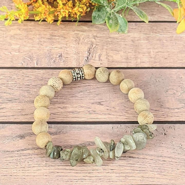Natural Light Labradorite Gemstone Chip Diffuser Bracelet- Transformation Bracelet