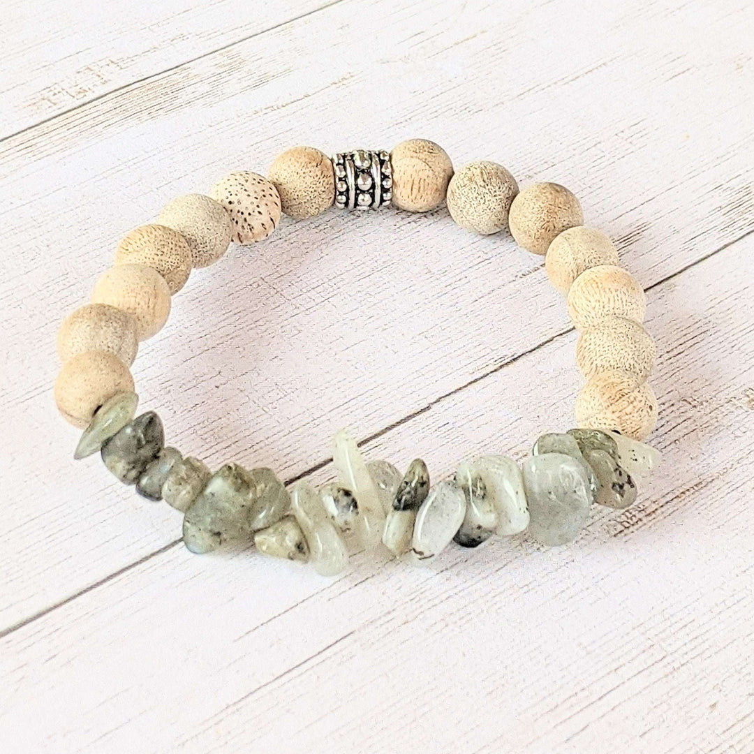 Natural Light Labradorite Gemstone Chip Diffuser Bracelet- Transformation Bracelet