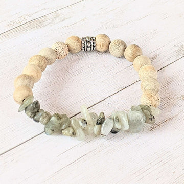 Natural Light Labradorite Gemstone Chip Diffuser Bracelet- Transformation Bracelet