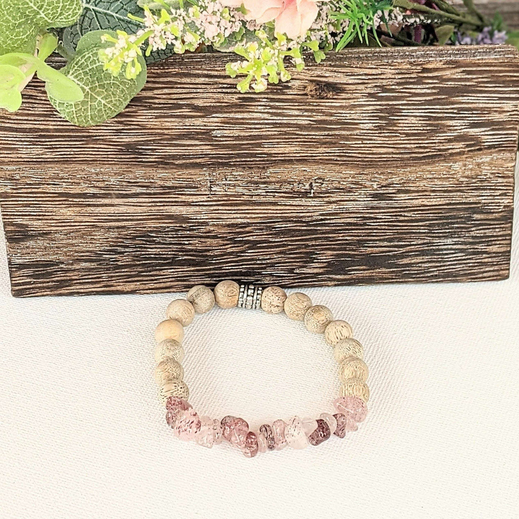 Natural Strawberry Quartz Gemstone Chip Diffuser Bracelet- Love & Romance Bracelet