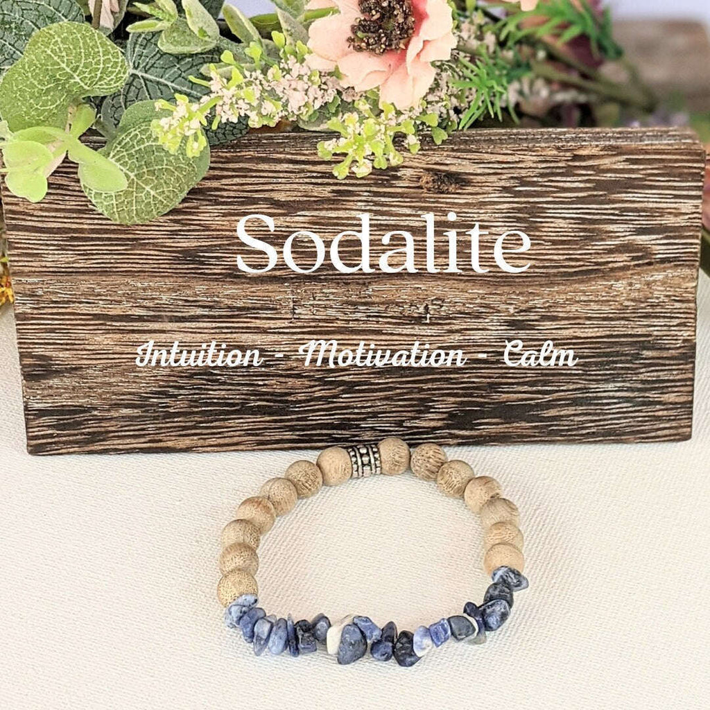 Natural Sodalite Gemstone Chip Diffuser Bracelet- Motivation Bracelet