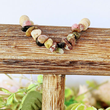 Natural Rainbow Tourmaline Gemstone Nugget Diffuser-Optimism Bracelet-OCTOBER BIRTHSTONE