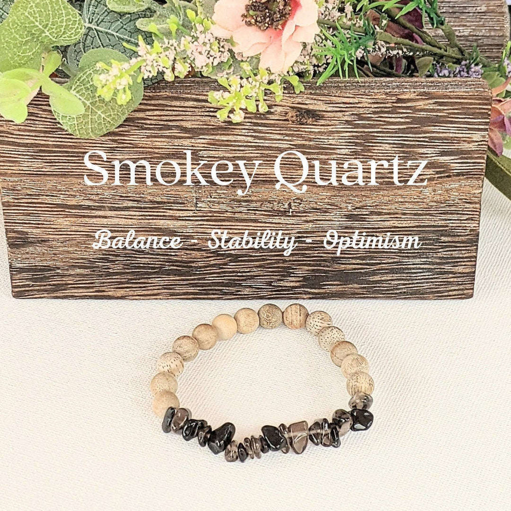 Natural Smokey Quartz Gemstone Chip Diffuser Bracelet-Balancing Bracelet