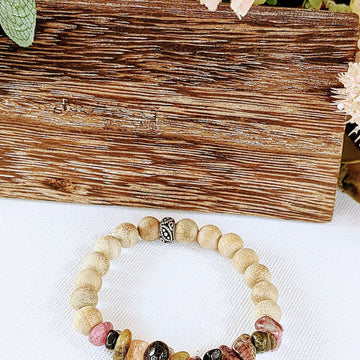 Natural Rainbow Tourmaline Gemstone Nugget Diffuser-Optimism Bracelet-OCTOBER BIRTHSTONE