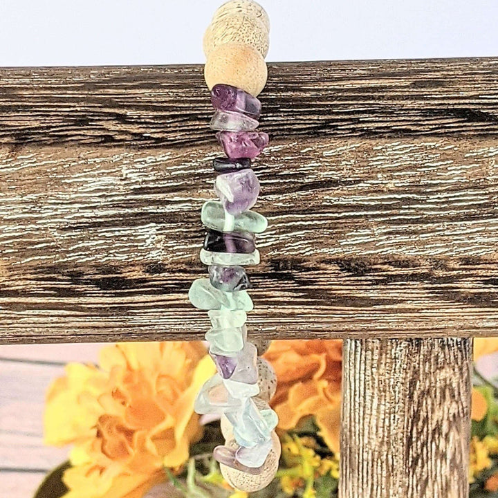 Natural Rainbow Fluorite Gemstone Chip Diffuser Bracelet- Focus & Organize Bracelet