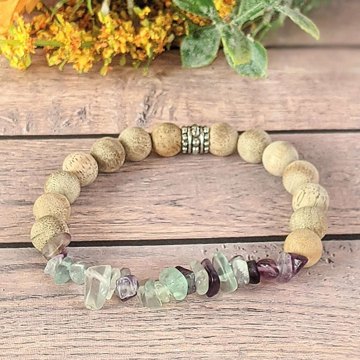 Natural Rainbow Fluorite Gemstone Chip Diffuser Bracelet- Focus & Organize Bracelet