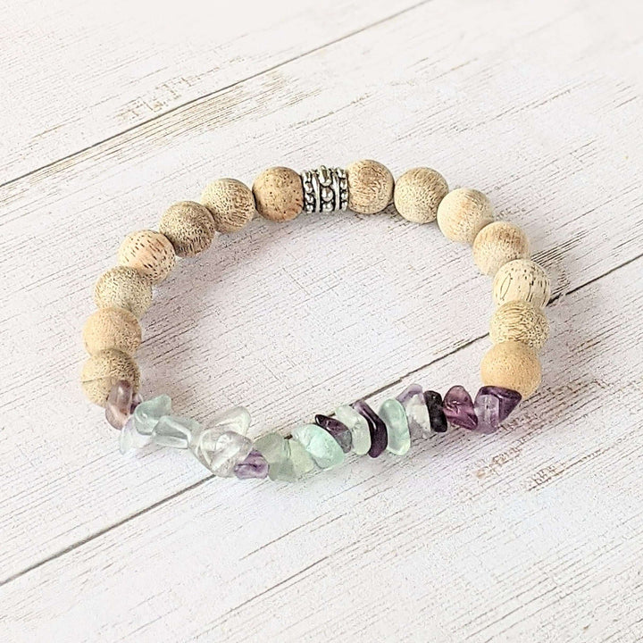 Natural Rainbow Fluorite Gemstone Chip Diffuser Bracelet- Focus & Organize Bracelet