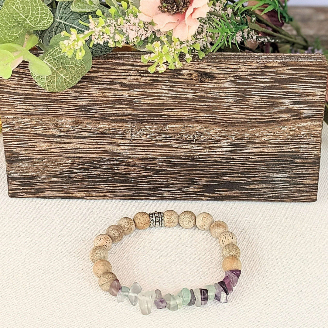 Natural Rainbow Fluorite Gemstone Chip Diffuser Bracelet- Focus & Organize Bracelet