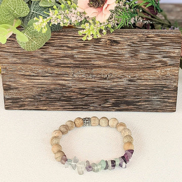 Natural Rainbow Fluorite Gemstone Chip Diffuser Bracelet- Focus & Organize Bracelet