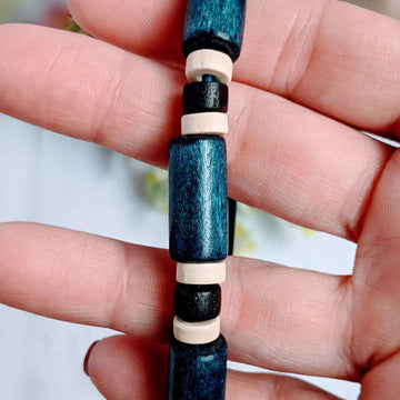 Blue Barrel Bead Stretch bracelet - Unisex