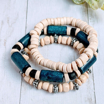 Ivory Heishi Wood Bead Stretch bracelet - Unisex