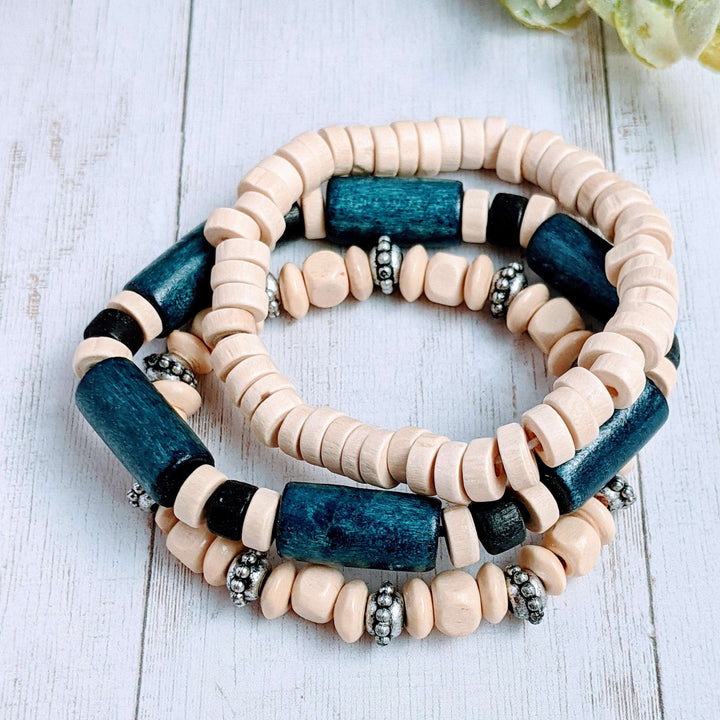 Ivory Heishi Wood Bead Stretch bracelet - Unisex