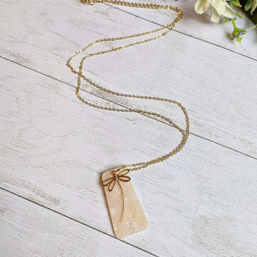 Gold Dragonfly Tag necklace, 24 inch