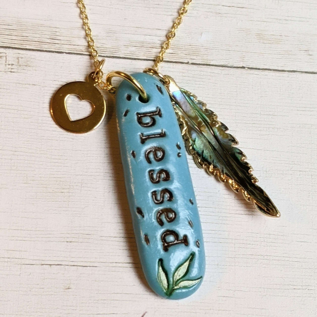 Blessed Tag charm necklace, 20 inch