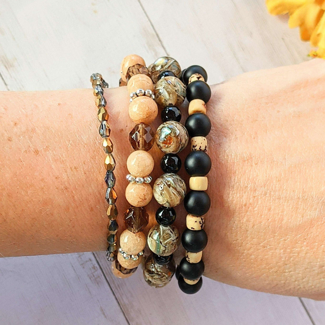 Chunky Jasper Coffee layered cuff bracelet