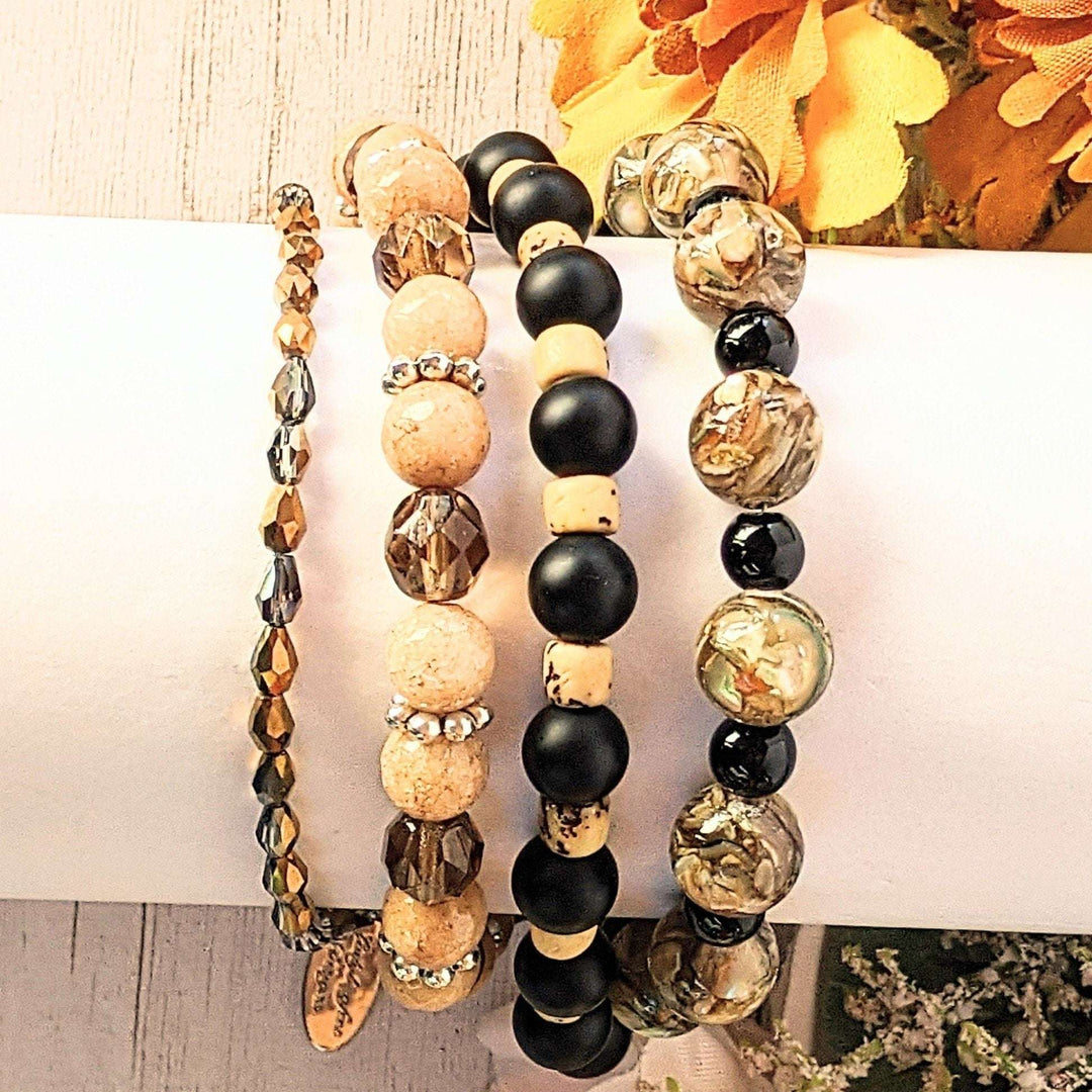 Chunky Jasper Coffee layered cuff bracelet