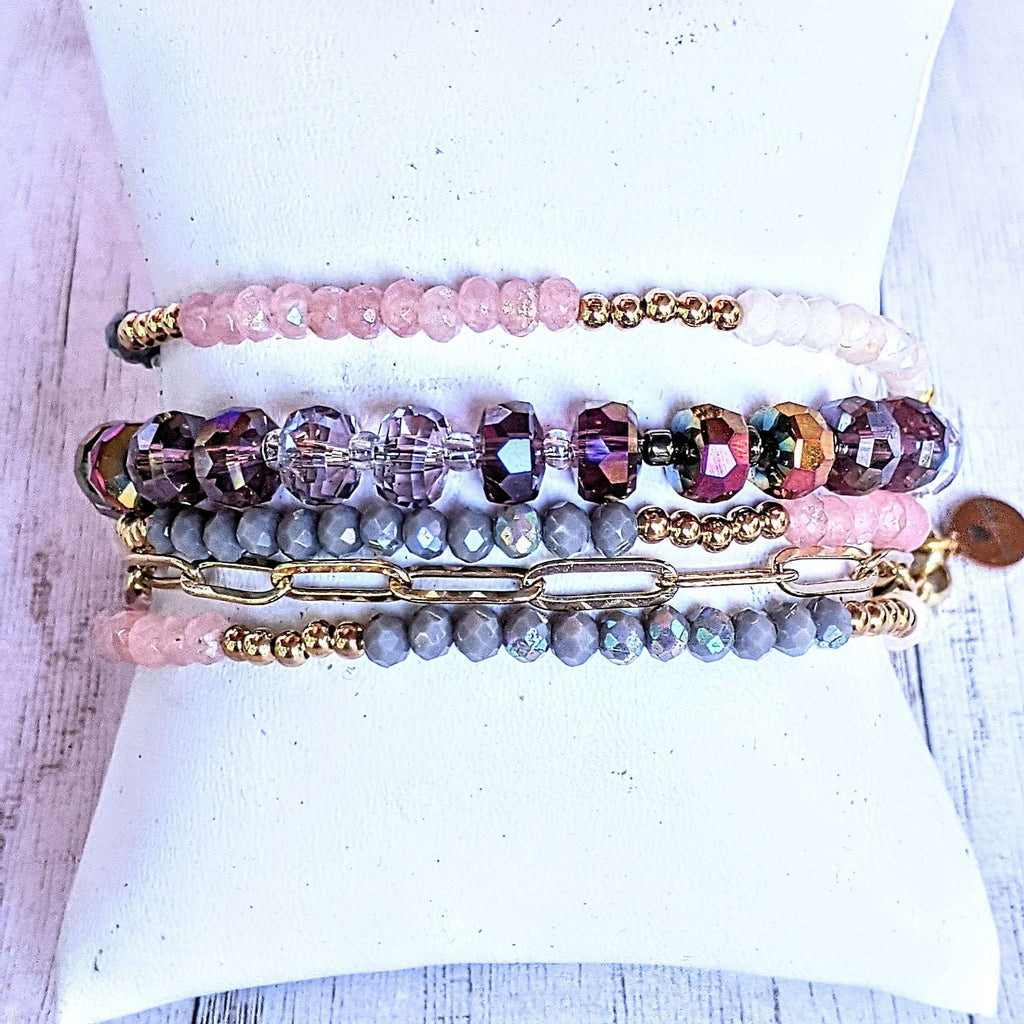 Pink Champagne Crystal Beaded Endless wrap bracelet
