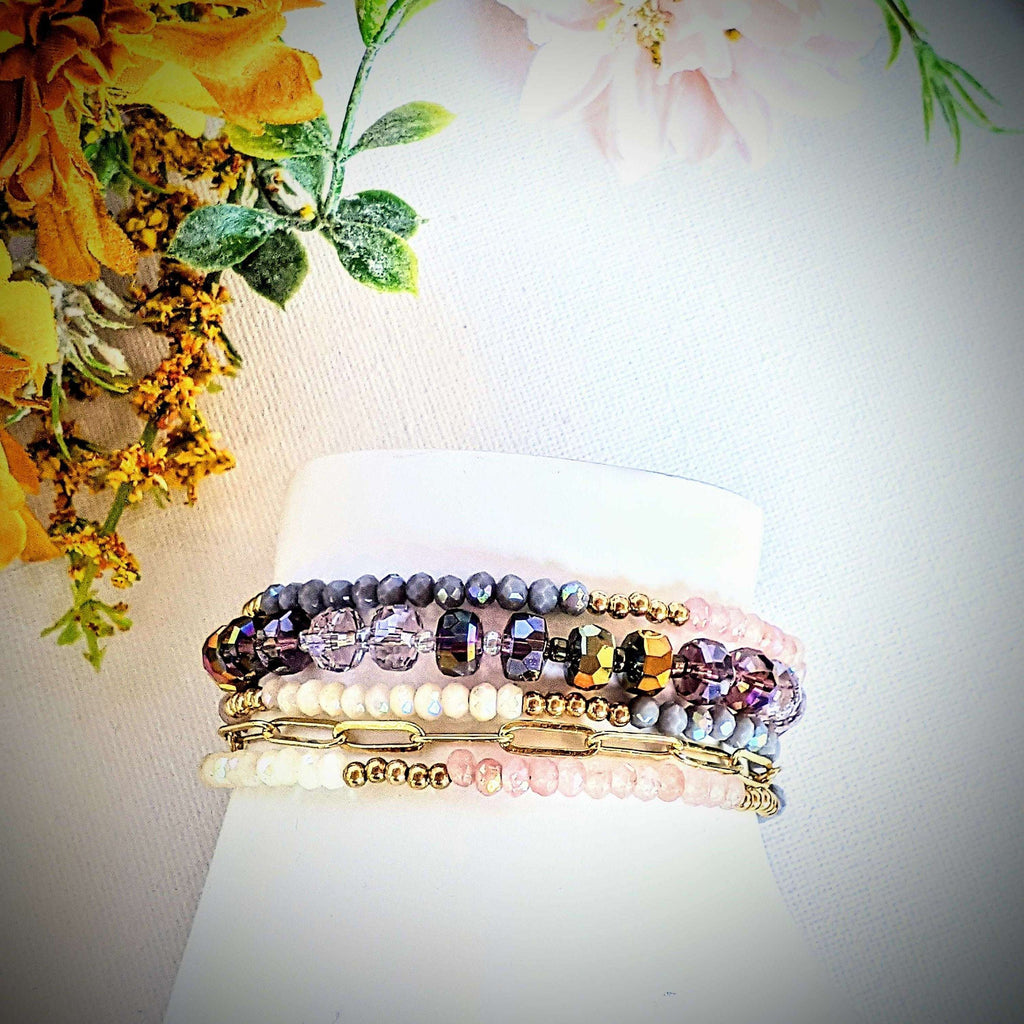 Pink Champagne Crystal Beaded Endless wrap bracelet