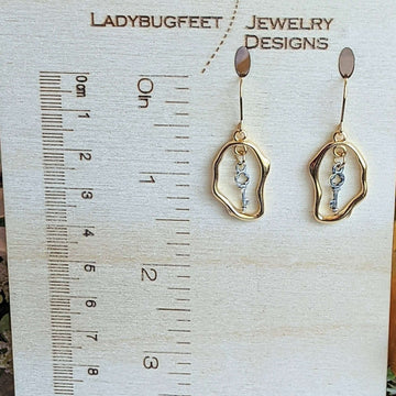Key to Your Heart dangle earrings, Two-Tone
