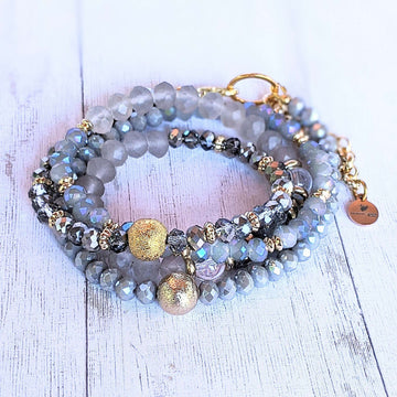 Regal Gray Crystal Endless wrap bracelet