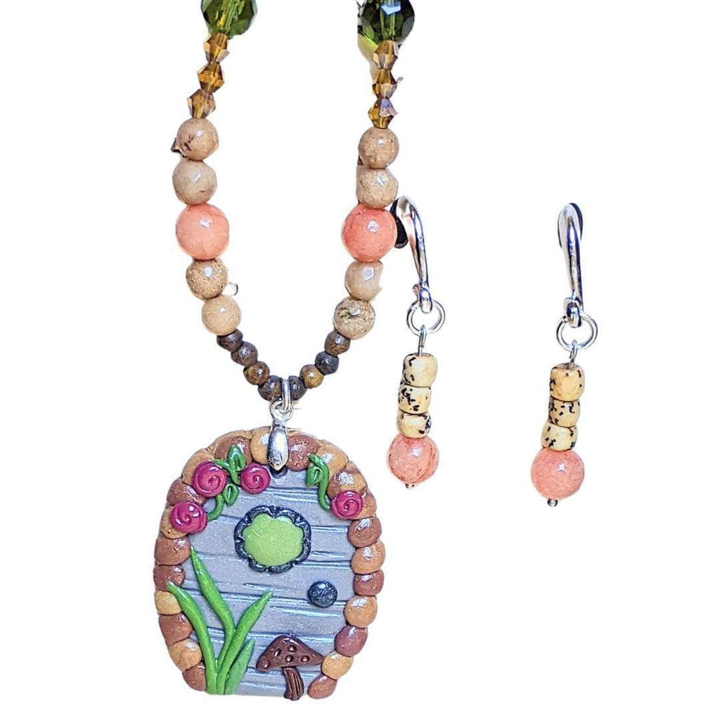 Magical Fairy Door Beaded Necklace / Earring Set, 22 inch