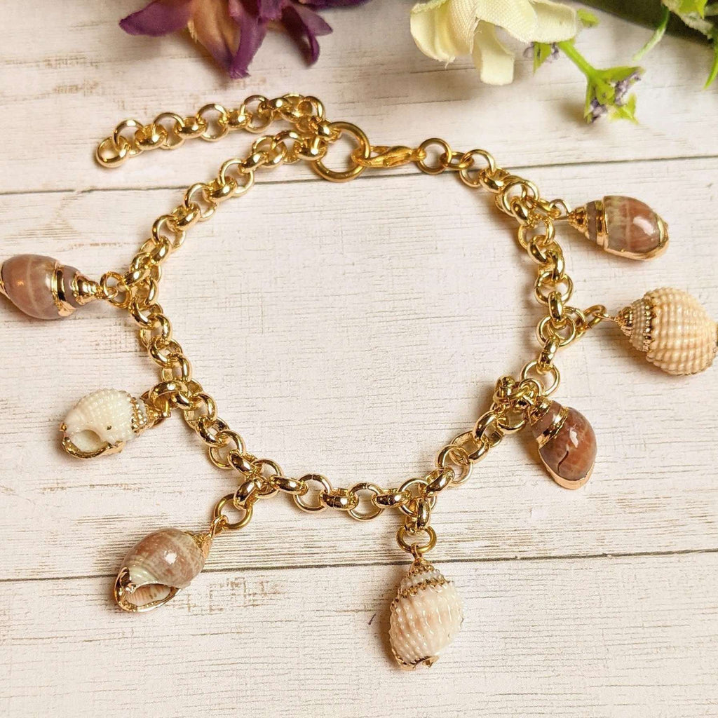 Genuine Conch Seashell Charm Bracelet