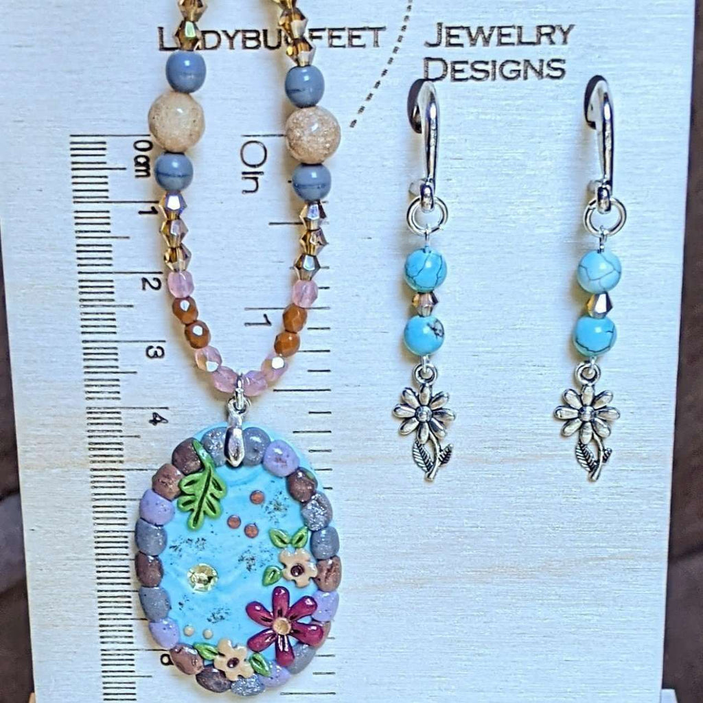 Magical Wishing Well Beaded Necklace / Earring Set, 22 inch