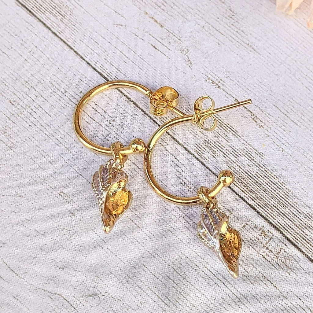 Pale Lavender Conch Seashell gold hoop earrings, Hoop Drop