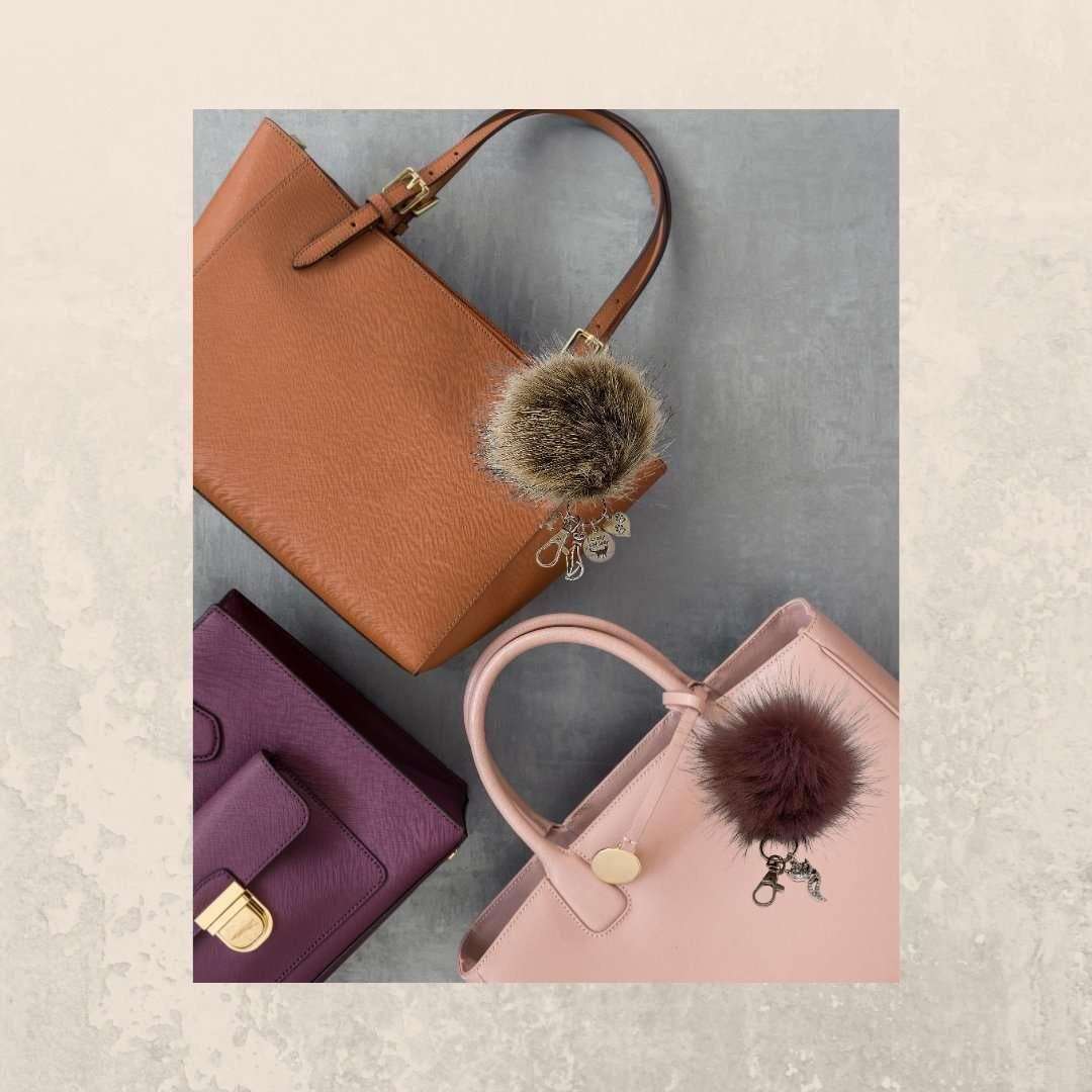 Hair Stylist Keychain/Faux Fur Pom Pom Charm Key Chain-Purse Charm/Journal Charm