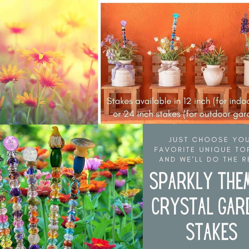 Garden Jewels/ Beaded Crystal Garden stakes/ 12" or 24" Garden Stake/ Suncatcher