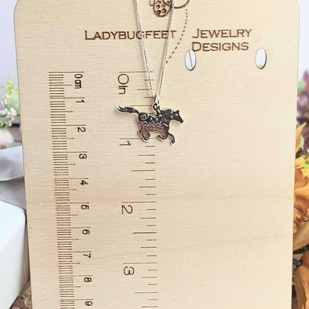 Two Tone Horse Pendant charm necklace, 22 inch