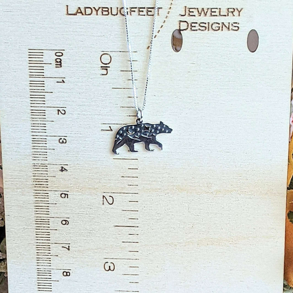 Two Tone Bear Pendant charm necklace, 22 inch