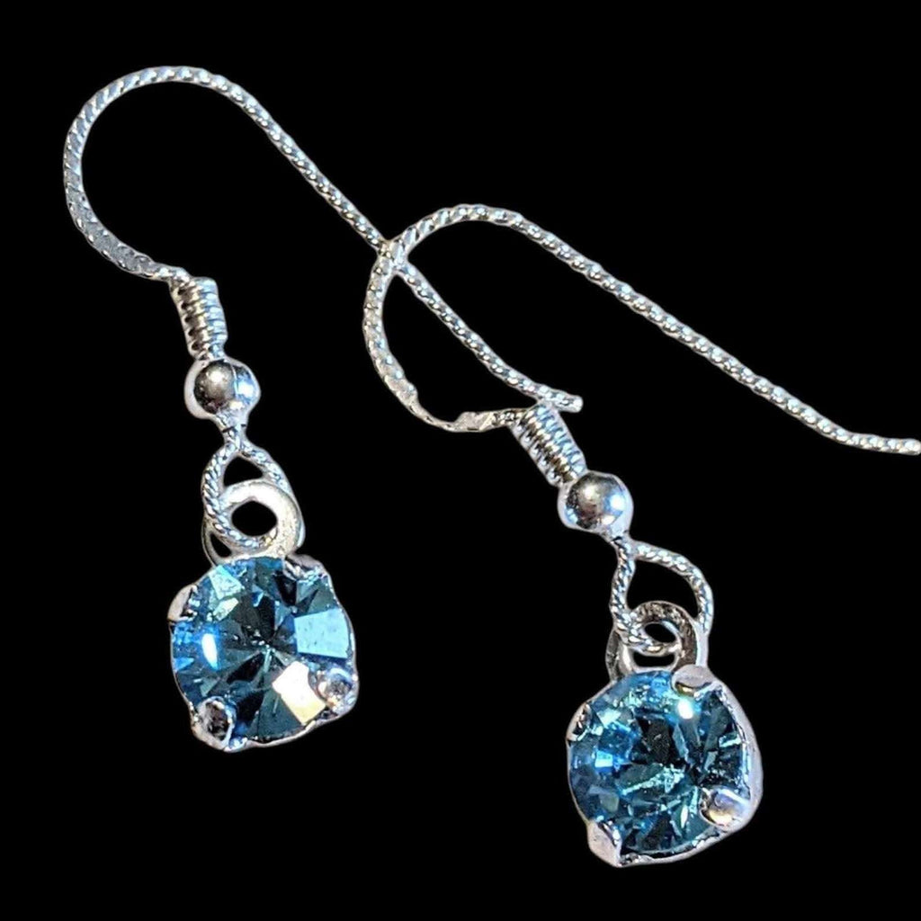 Dazzling Birthstone Crystal Dangle Earrings- .925 Sterling Silver