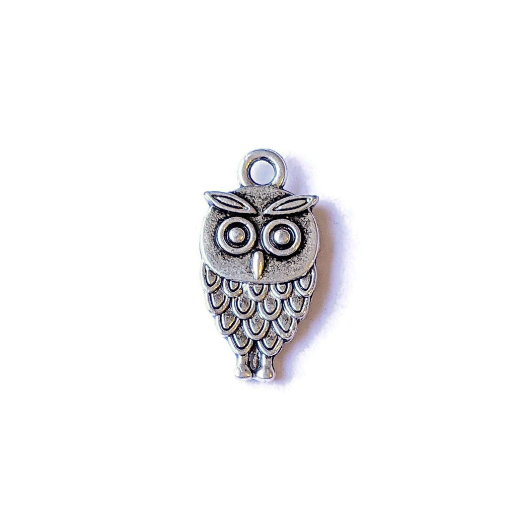 Small Silver Owl Charm Pendant