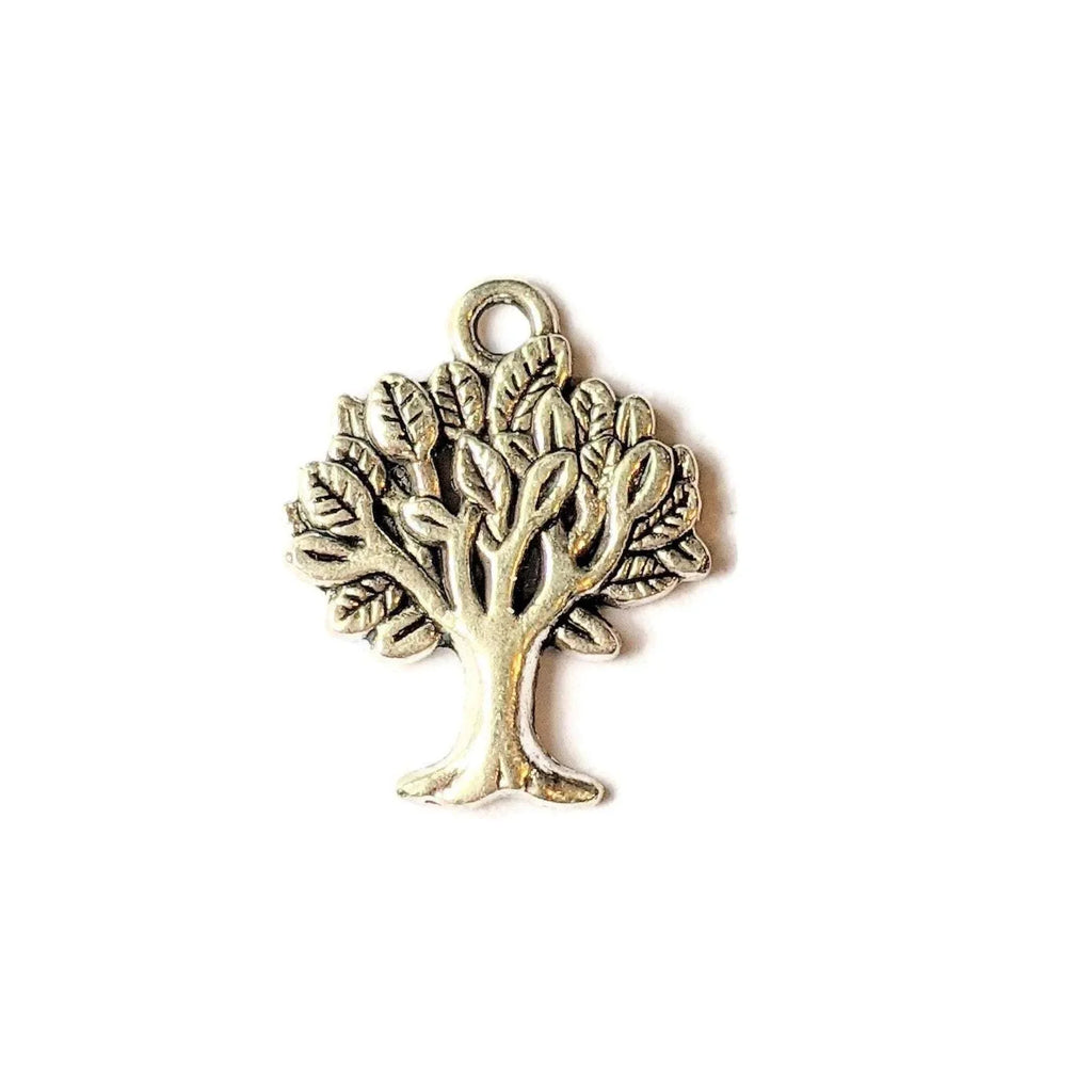 Tree Of Life Silver Tone Rhinestone Charms - C3805 (Choose 2, 5, Or 10 Pieces)