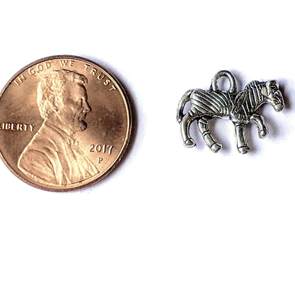 Silver Small Zebra Charm Pendant