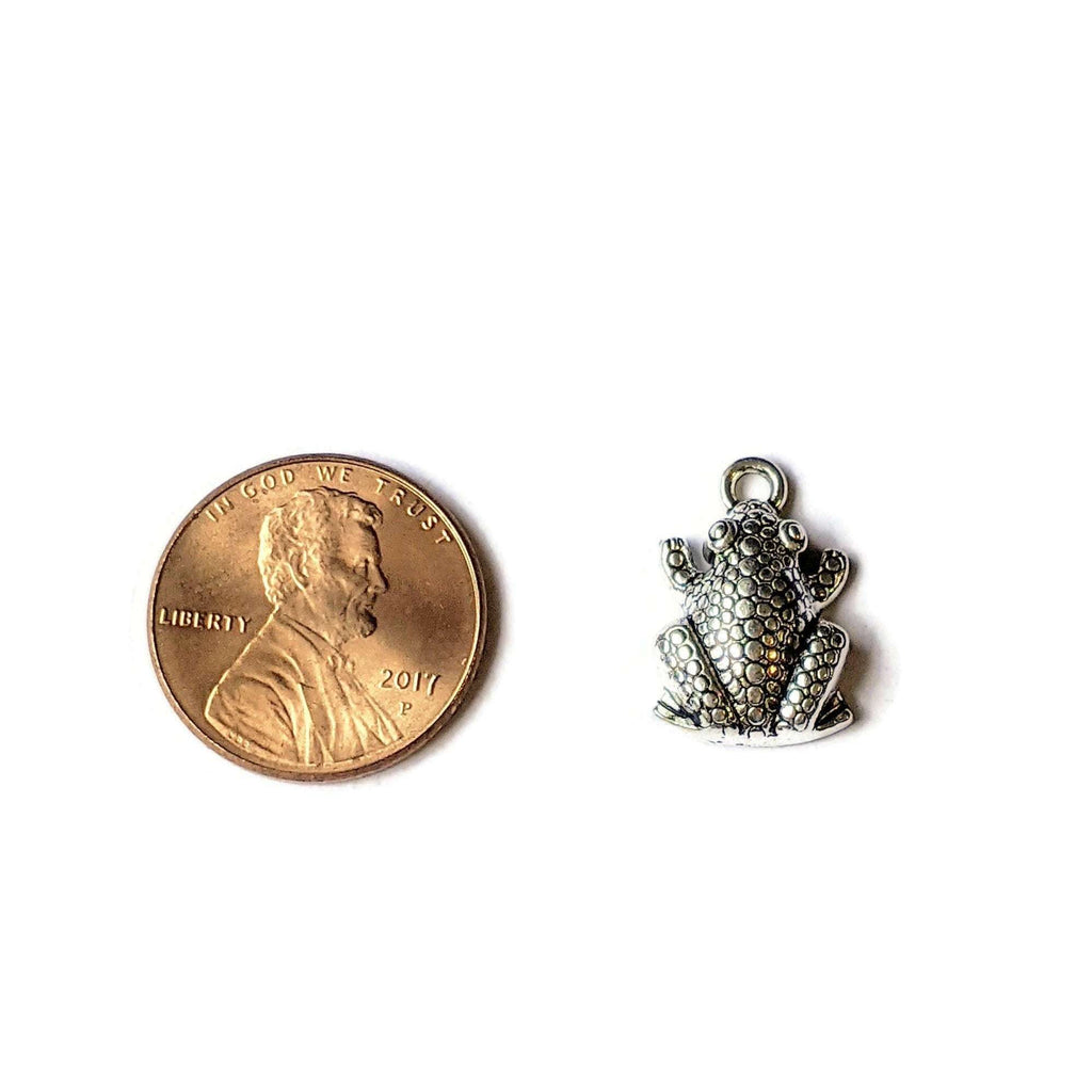 Silver Sitting Frog Charm