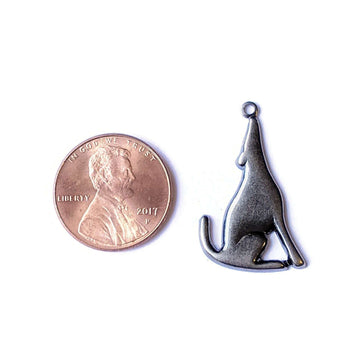 Gunmetal Silver Howling Wolf Charm Pendant