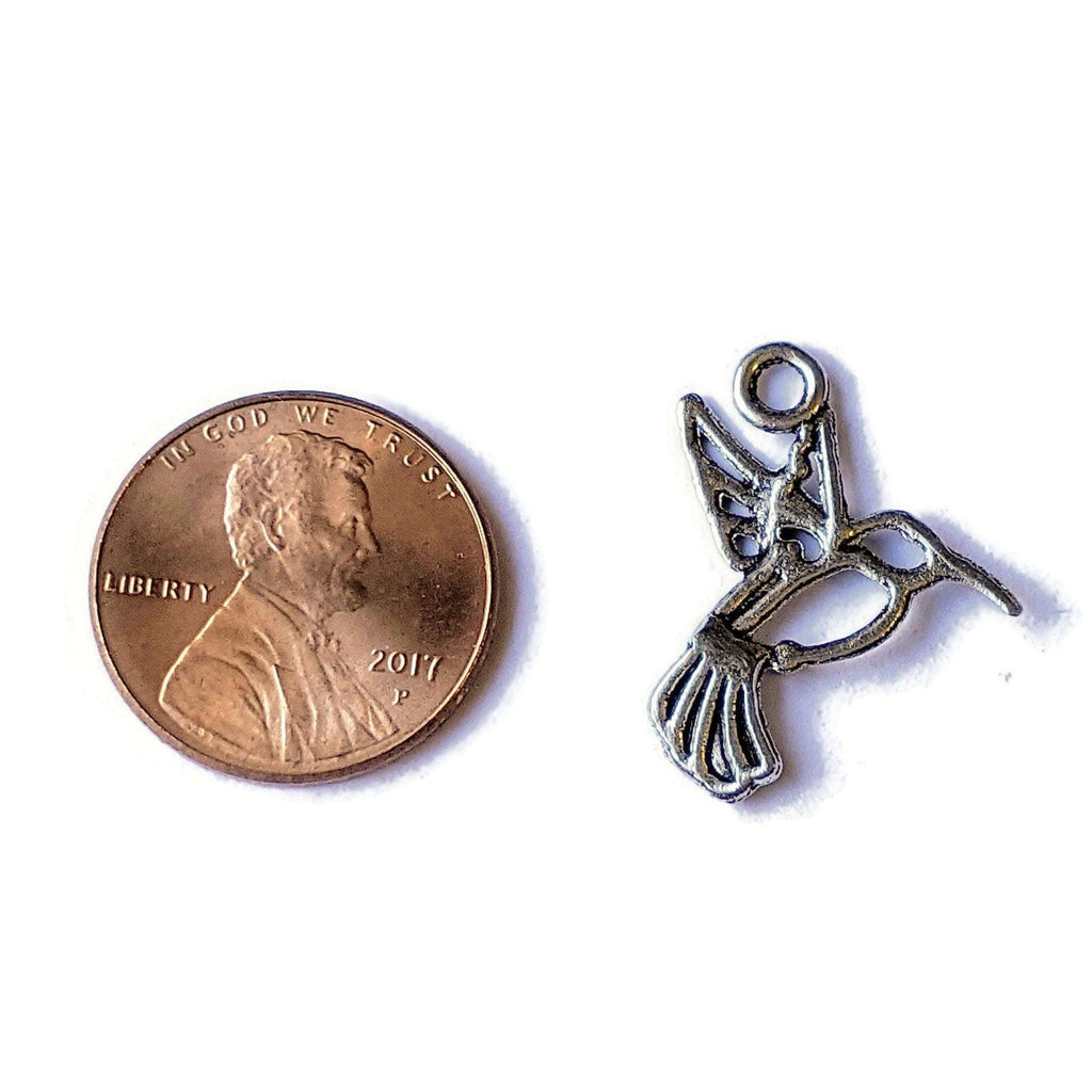 Silver Open Hummingbird Charm