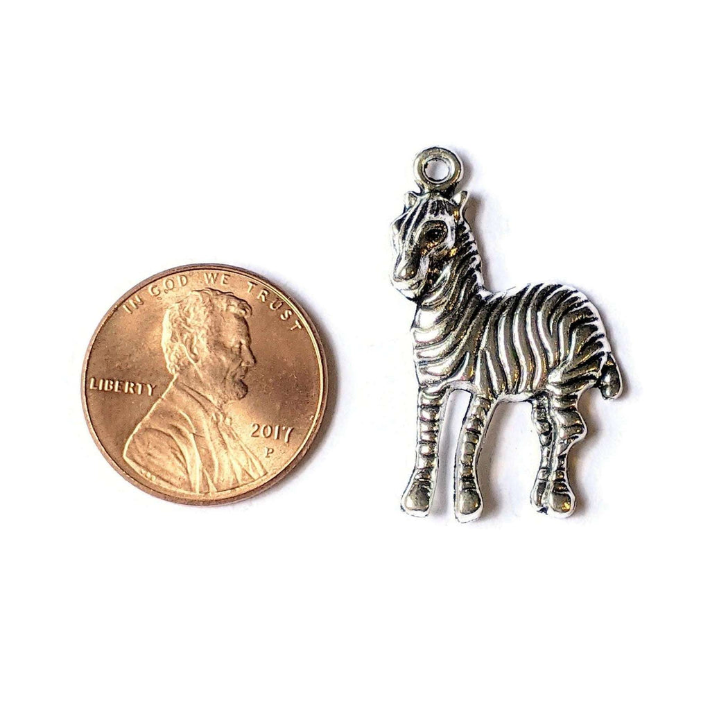 Silver Large Zebra Charm Pendant