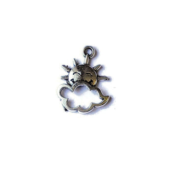 Silver Happy Sun Cloud Charm