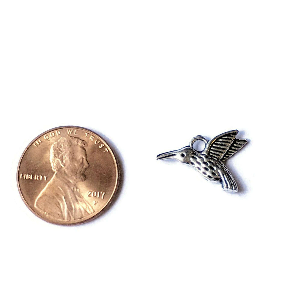 Silver 3D Hummingbird Charm