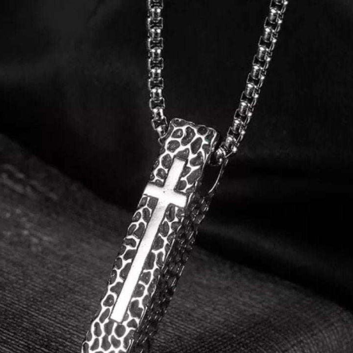 Cross Bar pendant necklace, Men's Stainless Steel necklace, 27 inches