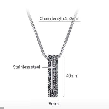 Cross Bar pendant necklace, Men's Stainless Steel necklace, 27 inches
