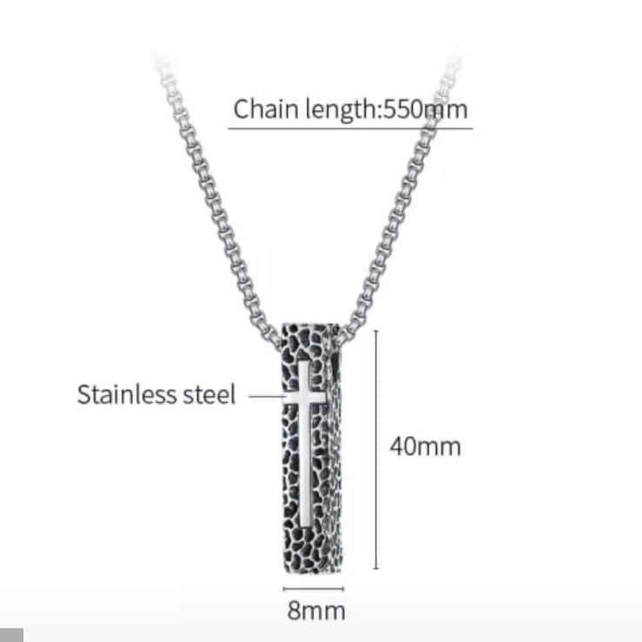 Cross Bar pendant necklace, Men's Stainless Steel necklace, 27 inches